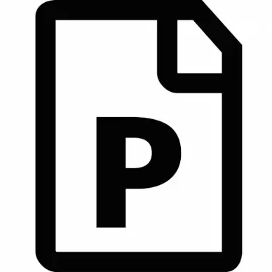 file powerpoint sign icon flat contrast black white outline