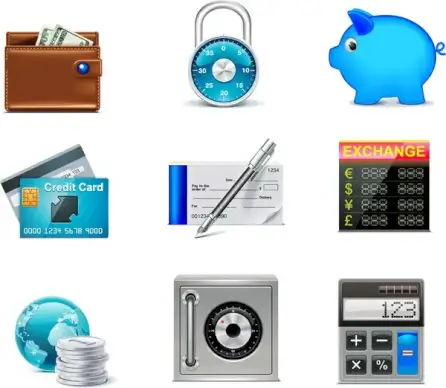 finance business icons set