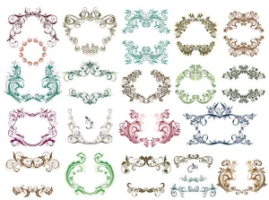fine ornaments lace and borders vector graphic