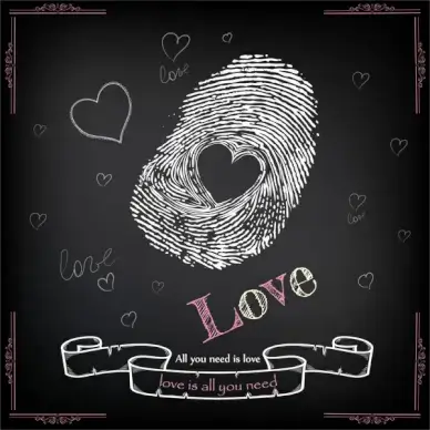 finger print love heart
