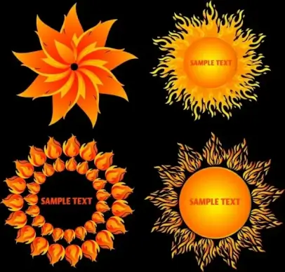 fire design elements various yellow symbols