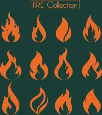 fire icons collection orange shapes design