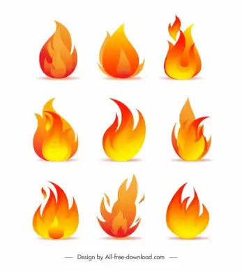 fire icons dynamic sketch modern orange shapes