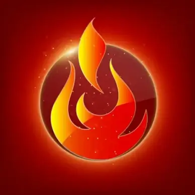 fire logo design sparkling red decoration