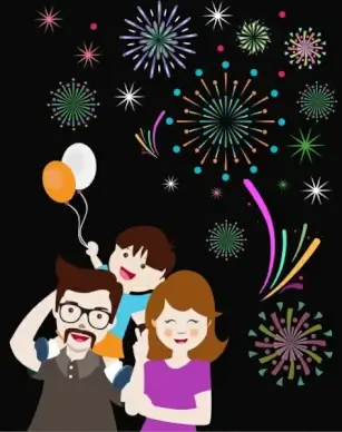 fireworks background design happy family decoration