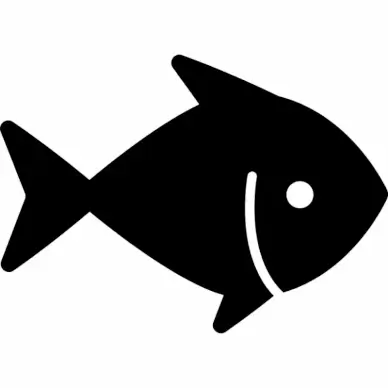 fish sign icon flat black white contrast geometric sketch