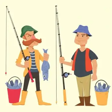 fisher icons colored cartoon characters