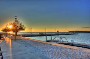 fishing pier at dusk in madison wisconsin