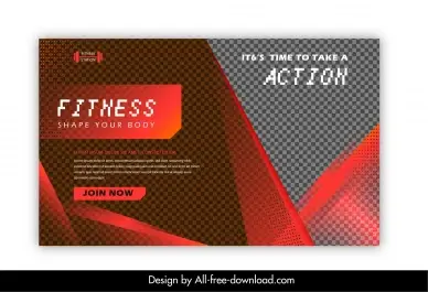 fitness banner template modern dynamic checkered light effect