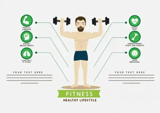 fitness infographic male playing gym and icons design