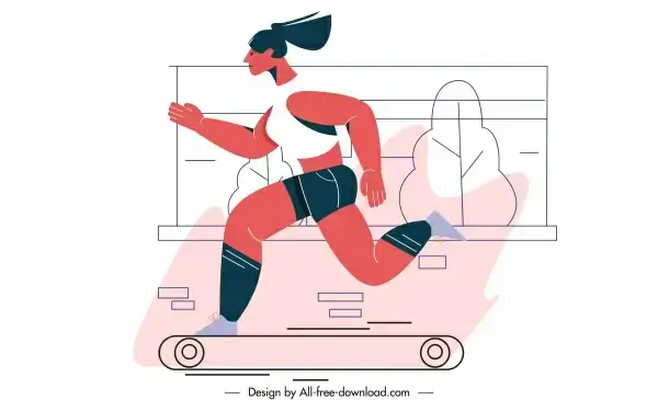 fitness sport painting skateboarding woman sketch cartoon character