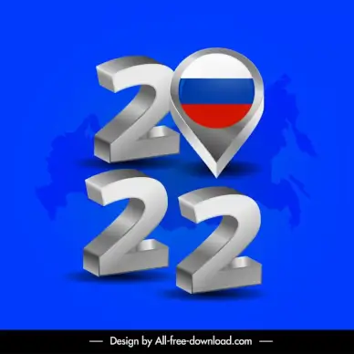 flag russia design elements 3d number blurred map decor