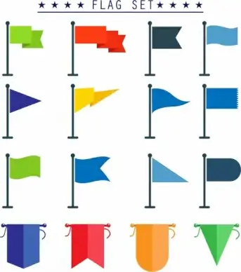 flag template sets various colored shapes isolation