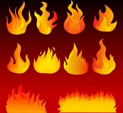 flame icons collection red design various shapes