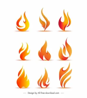 flaming fire icons dynamic modern design
