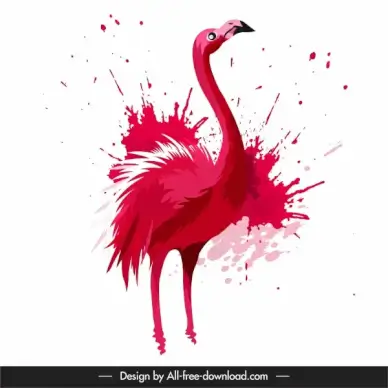 flamingo bird painting red splashing grunge design