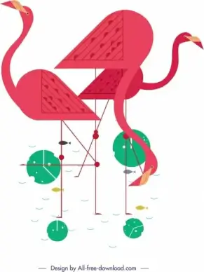 flamingo painting classical flat geometric decor