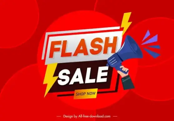 flash sale banner megaphone thunderbolts decor