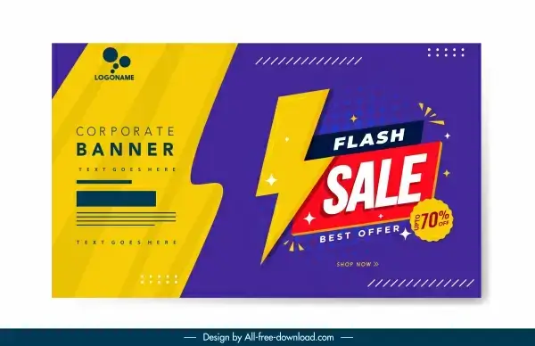 flash sale banner template colorful flat decor