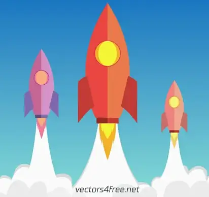 flat rocket flying up vector illustration