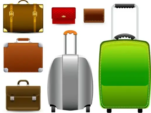 flat vector of colored luggages icons