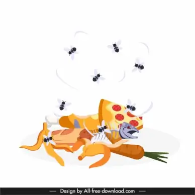 flies animals background waste food sketch dynamic design