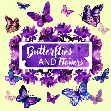 flora butterflies decorative background template
