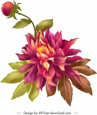 flora painting colorful 3d sketch vintage design