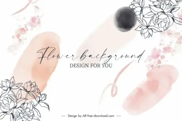 floral background template bright handdrawn classic design
