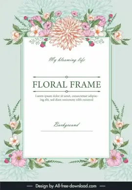floral background template elegant carnations flowers decor