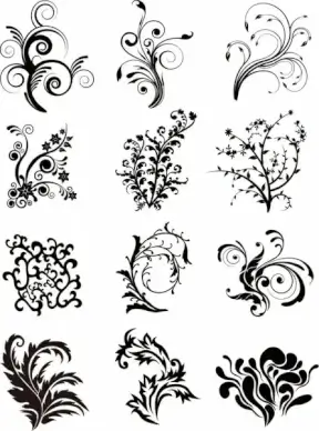 Floral Curves Vector Set