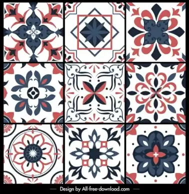 floral pattern templates retro european flat symmetric decor