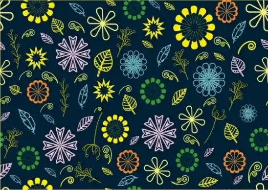 floral seamless pattern various colorful flowers dark backdrop
