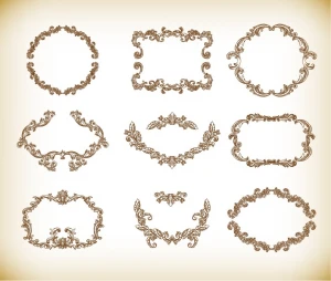 floral vintage frames vector graphics set