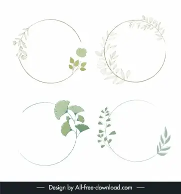floral wreath design elements green leaves circles 