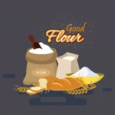 flour advertising banner bread cereal icons decor