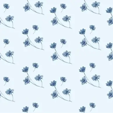 flower background blue decor repeating icons