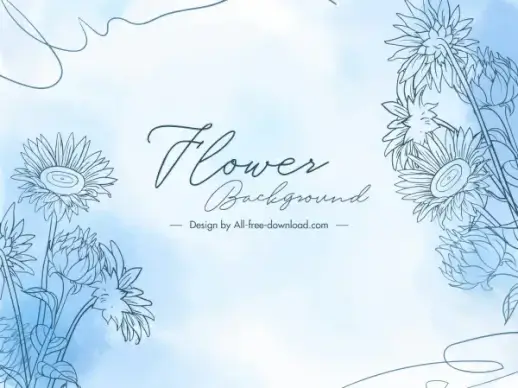 flower background template elegant bright handdrawn design
