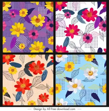 flower background templates colorful classical sketch