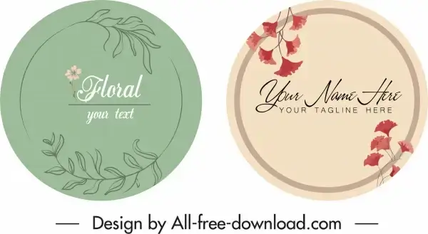 flower badge template elegant flat classic circle shape