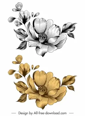 flower icon elegant 3d sketch