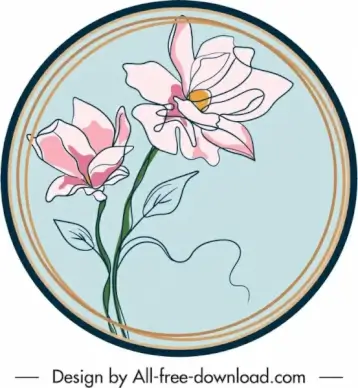 flower label template handdrawn sketch elegant retro design
