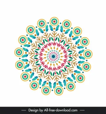 flower mandala sign icon colorful flat symmetrical delusion design