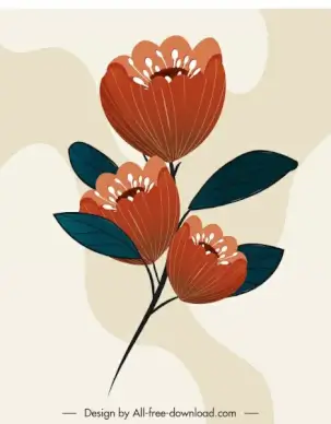 flower painting colored classical design