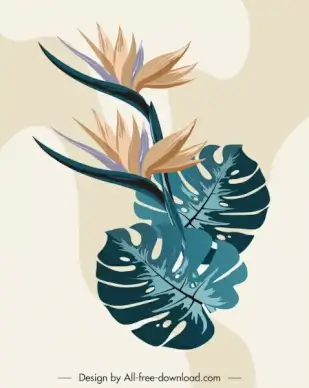 flower painting colored classical sketch