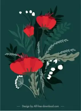 flower painting dark classical handdrawn design