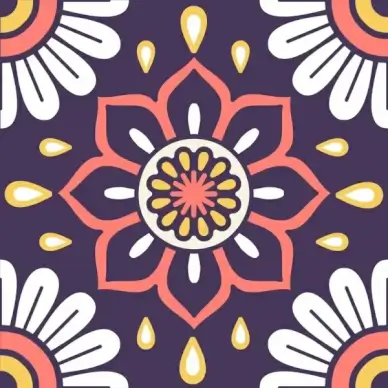 flower pattern closeup colorful flat symmetric ornament