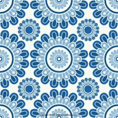 flower pattern template classical blue flat repeating decor