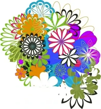 blooming flowers background colorful messy design