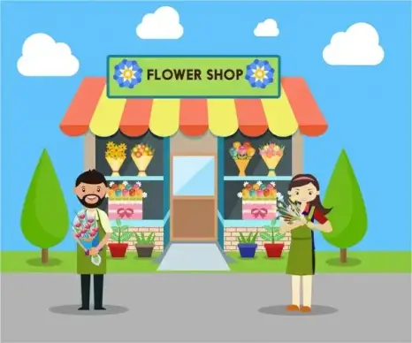 flower shop vector illustration in a flat style